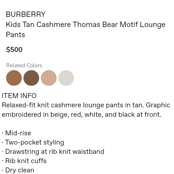 Burberry Cashmere Jogger Pants Thomas Bear Kid's Bottom - Picture 15 of 15